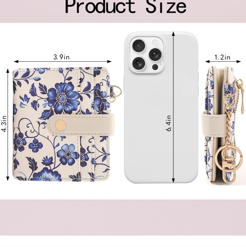 Floral Blue and Cream Wallet - Picture 3 of 6